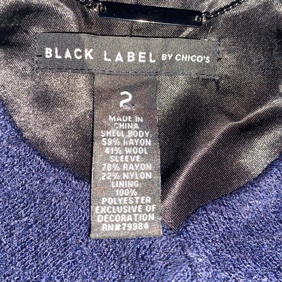 Black Label by Chico's Brocade Velvet Studded Blaz - Picture 10 of 11